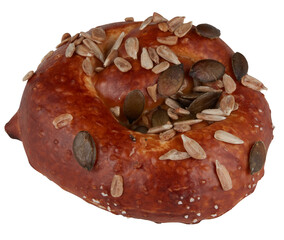 Dark Baked Round Bread, Whole Grain cut out isolated transparent background