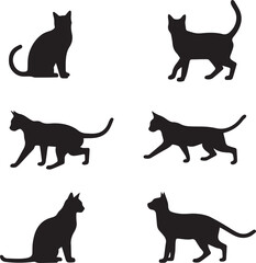 Graceful Cat Silhouette Walking - Feline Outline