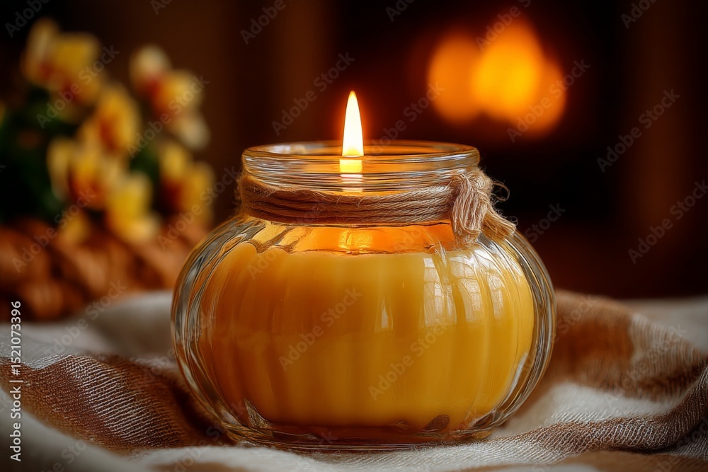 Aufkleber Warm candlelight illuminates cozy setting with gentle glow and inviting atmosphere in a serene space