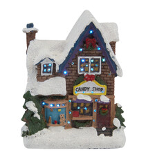 Cement castle with snow Christmas decorations cut out isolated transparent background