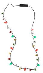 Multi-colored flashing light string cut out isolated transparent background