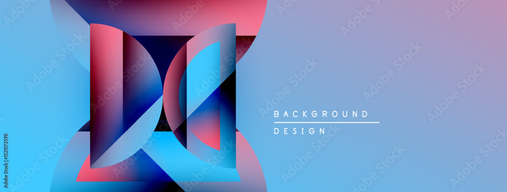 Aufkleber abstract geometric design. vivid blue, pink, purple gradients create dynamic visual effect. modern b
