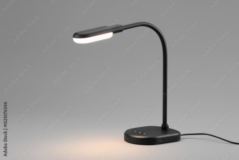 Poster Modern black desk lamp with adjustable arm and soft light for reading or working in a minimalist setting