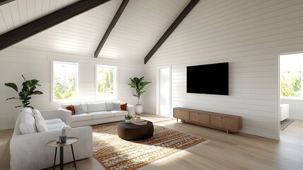 Fototapeta premium Cozy farmhouse style living space with rustic accents