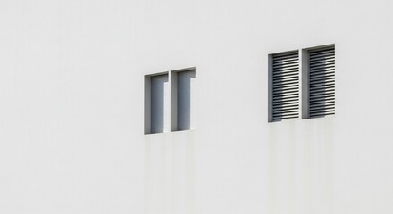 Minimalist Architectural Detail: Two Windows with Louvers on White Building Facade