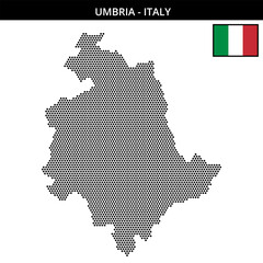 Obraz premium Small hexagonal dotted map of umbria in Italy