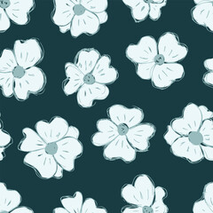 Seamless pattern in small flowers. Print for textile, wallpaper, covers, surface. Retro stylization. For fashion fabric. Pattern with grey flowers