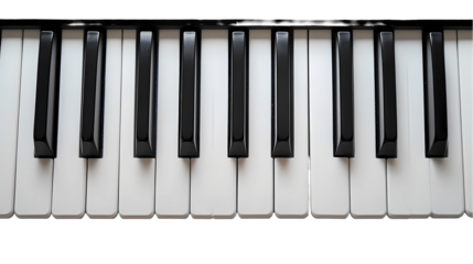 Piano Keys Closeup of Musical Instrument Keyboard isolated on transparent background