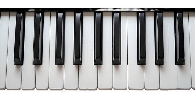 Piano Keys Closeup of Musical Instrument Keyboard isolated on transparent background
