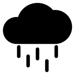 Black and white drawing of a cloud with rain falling from it. Concept of sadness and melancholy