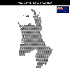 Obraz premium Small hexagonal dotted map of waikato in New Zealand