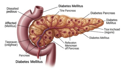 Diseased Pancreas Organ Affected by Diabetes Mellitus Condition