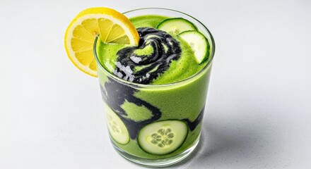Detox Lemon Cucumber Smoothie Activated Charcoal Natural Cleansing
