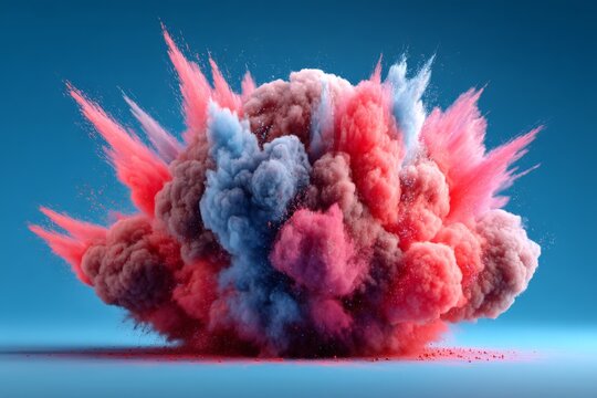 Colorful explosion of powder creates a striking visual display in a creative art demonstration
