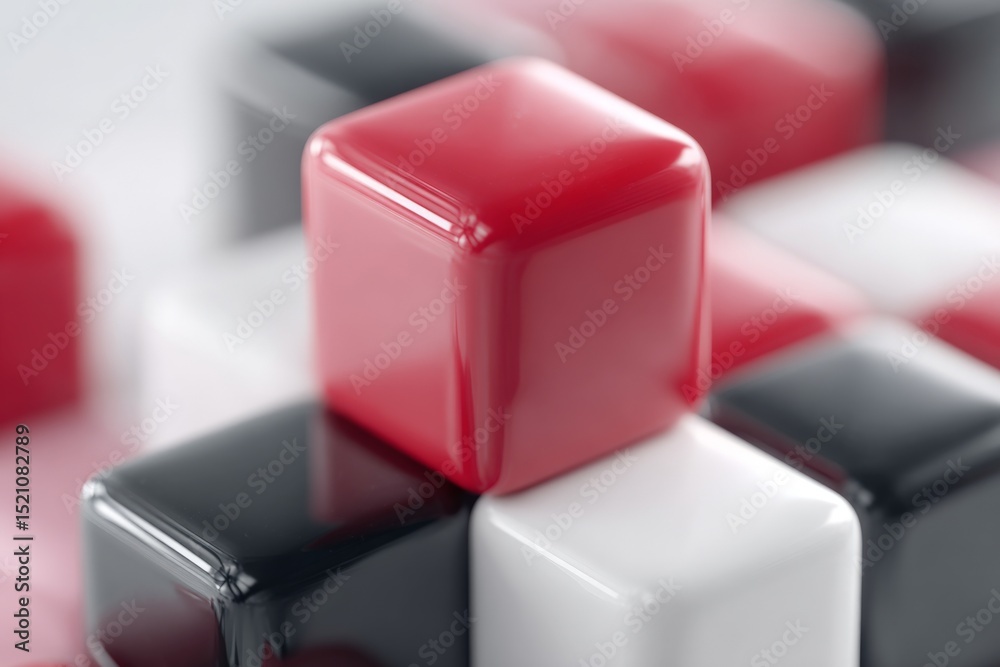 Aufkleber Colorful cubes arranged in a unique pattern on a surface creating a balanced visual contrast during daylight