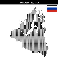 Obraz premium Small hexagonal dotted map of Yamalia in Russia