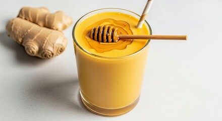 Immunity Boosting Ginger Turmeric Smoothie Honey Drizzle Wellness