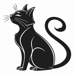 Cat Silhouette Sitting – Minimal Black Vector on White Background
