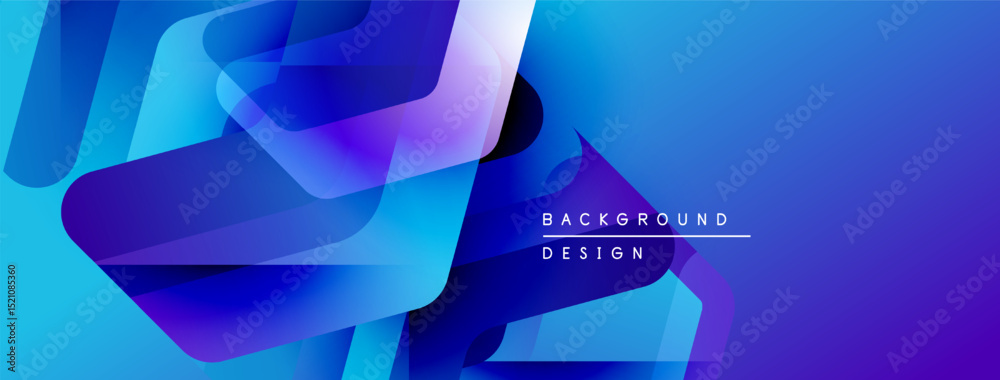 Poster Abstract blue gradient shapes overlap. Modern design elements create dynamic visual texture. Background suggests digital art, innovation.