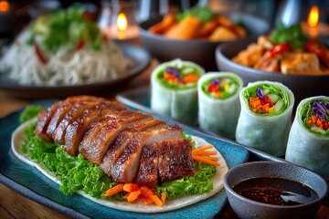 grilled meat with vegetables