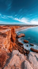 artistic professional photo of cloudy sea horizon with cinematic tones, perfect lighting, realistic and cinematic style