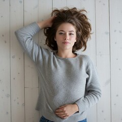 young woman lying on the floor