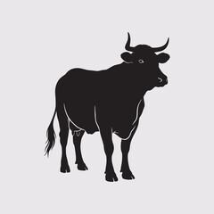 vector silhouette of cow on white background