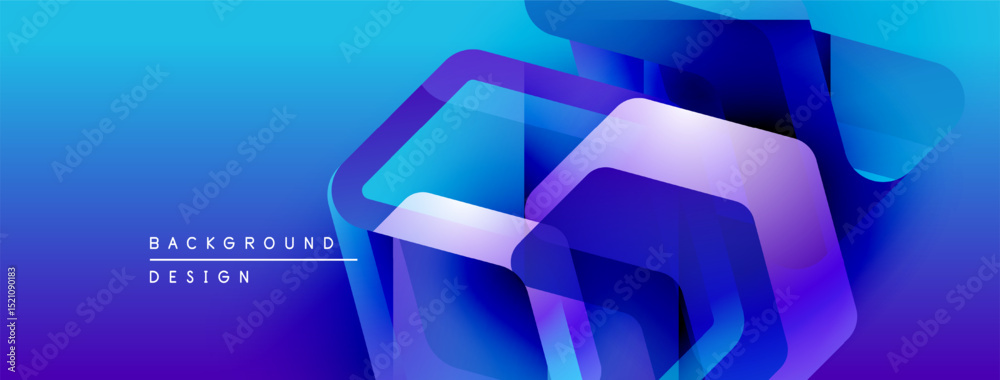 Aufkleber Abstract blue design features layered geometric shapes. Gradient colors create dynamic visual effect. Modern background suitable for presentations.