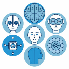 icon human head brain vector illustration