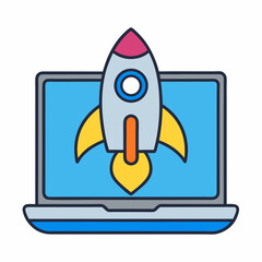 icon rocket coming out vector illustration