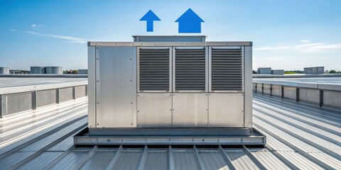 Fototapeta premium Furnace Filter concept. Rooftop air conditioning unit under a clear blue sky.