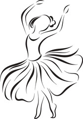 Minimalist line art of a dancing ballerina in elegant pose