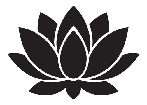 lotus flowar logo silhouette vector, nelumbo nucifera logo icon silhouette, black lotus flowar logo silhouette illustration, lotus blossoms flower vector logo silhouette design on white background 