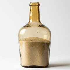 Amber Glass Bottle with Grains: Decorative Container, Interior Design Element isolated on transparent background