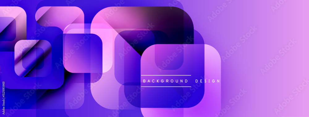 Poster abstract geometric pattern. purple, blue gradients create modern design. rounded squares overlap, fo