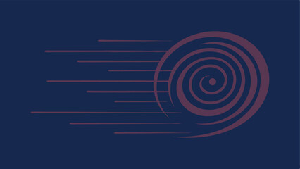 Abstract moving vortex with motion lines on a dark blue background