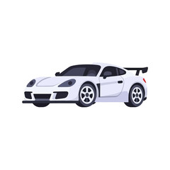 Naklejka premium White-Sports-Car-Racing-Vector-Illustration