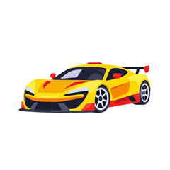 Yellow-Racecar-Vector-Illustration-Speedway-Car