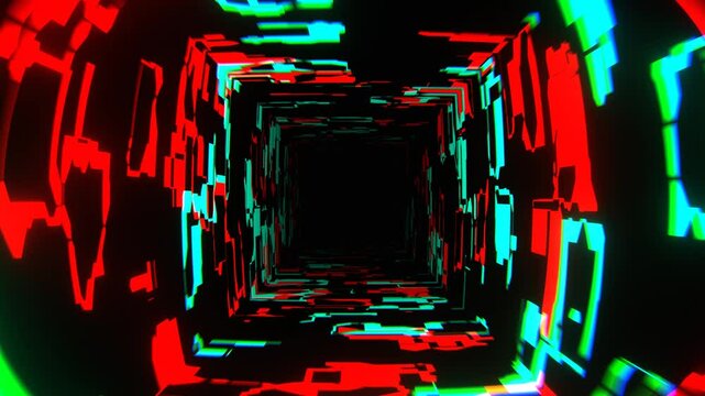 Turquoise and Red Framework of Changing Abstract Forms Background VJ Loop in 4K