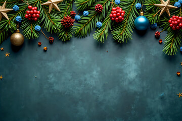 christmas background with christmas tree and decorations