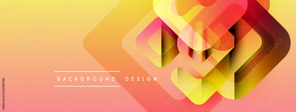 Aufkleber Abstract geometric shapes overlap, creating vibrant gradient effect. Warm colors dominate composition, suggesting modern design aesthetic.