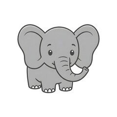 Obraz premium Adorable Cartoon Baby Elephant Standing Illustration