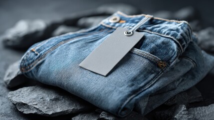 jeans with empty tag mockup