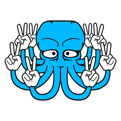 Kraken Peace Hand Sign Victory Symbol Hands Fun Isolated Vector Graphic Design Illustration
