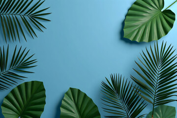 Collection of tropical leaves,foliage plant in green color with space background
