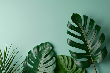 Collection of tropical leaves,foliage plant in green color with space background