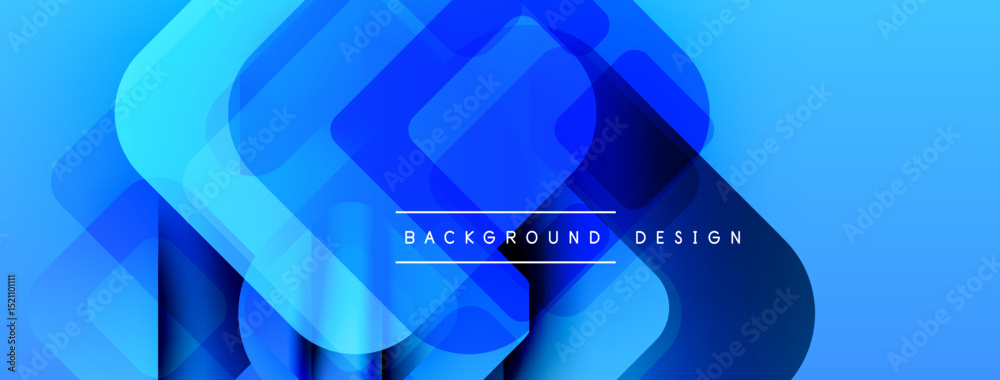 Poster Abstract blue layers create dynamic visual effect. Modern design suitable for backgrounds, presentations, digital art.