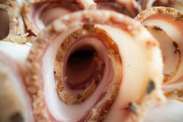 Sliced Traditional Ukrainian Salo Rolls