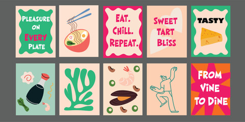 Modern restaurant banner for summer, showcasing ripe tomatoes, broccoli, avocado, pineapple, and granat. Includes catchy food slogans and fresh color palette. Great for food branding, cafe ads, season