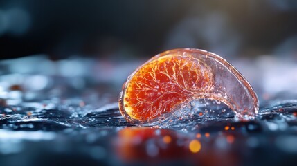 Close-up view of realistic human kidney rendering, isolated on deep, shadowy background